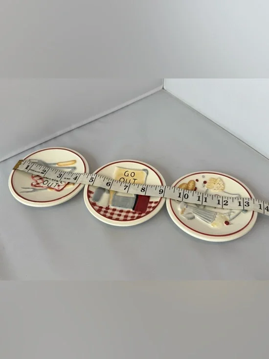 3 Pc MWW Market 4.5" Mini Plate Set Grill/ Pig/Go Out/Take Out -Farmhouse Picnic - Picture 16 of 16